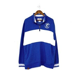 NWOT Quarter Zip Pullover Sweatshirt Blue White Stripe Academia Rugby Style XL